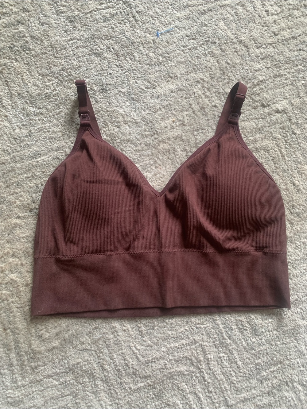 Momanda Wireless Ribbed Bralette in Chocolate Brown